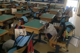Earthquake Drill Drop! Cover! Hold on!